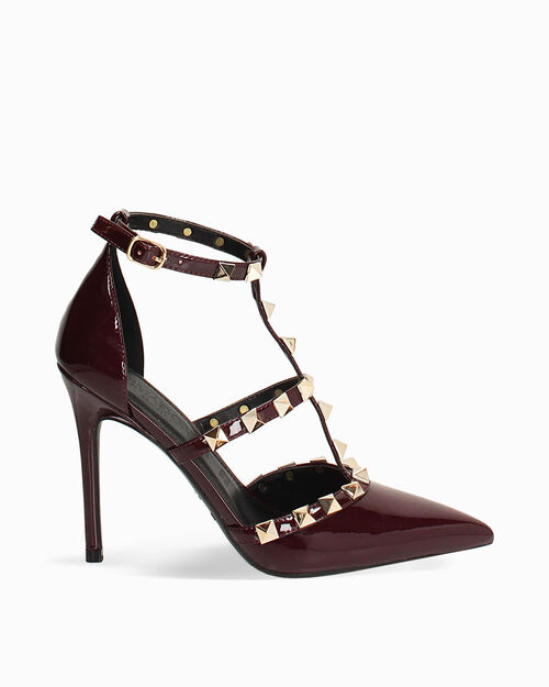 Décolleté bordeaux con borchie
